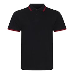 Jp003 Stretch Tipped Herenpolo Black Red Torso